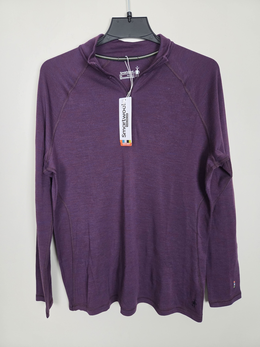 Smartwool Classic Thermal Merino Base Layer 1/4 Zip Womens 2X Purple MSRP $120